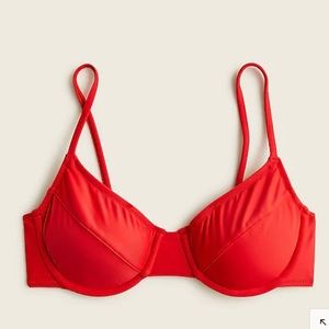 NWOT J. CREW • Red 1993 Underwire Bikini Top • 34D
